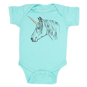 Unicorn Baby One Piece Infant One Piece Unicorn Baby Bodysuit Baby Girl Baby Boy Blue or Pink image 2