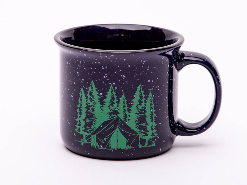 Camping Coffee Mug Camp Fire Mug Ceramic Mountain Mug Etsy