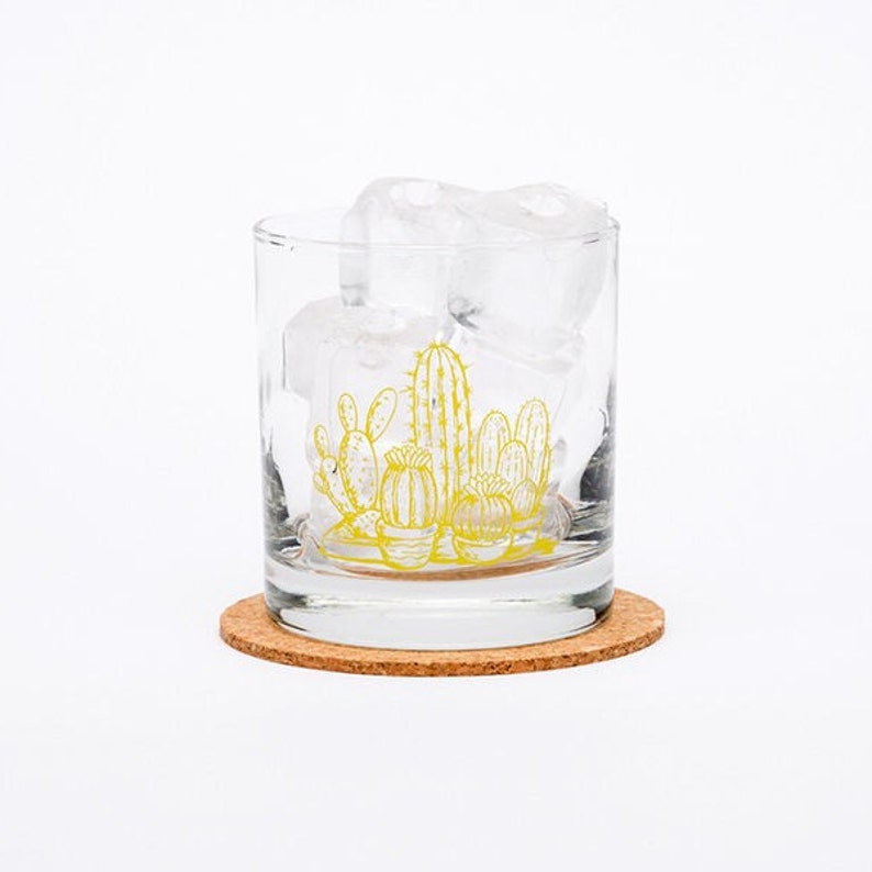 Rocks Glass Cactus Highball Glass Barware Drinking Glass Screen Printed Glassware Whiskey Glass Tumbler Cacti image 4