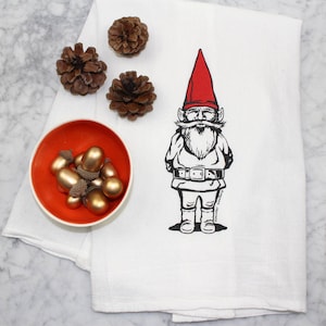 Garden Gnome Flour Sack Tea Towel