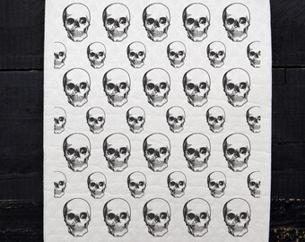 Skull Swedish Dish Cloth: Macabre Kitchen Decor, Eco-Friendly