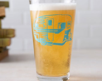 Vintage Camper Trailer Pint Glass