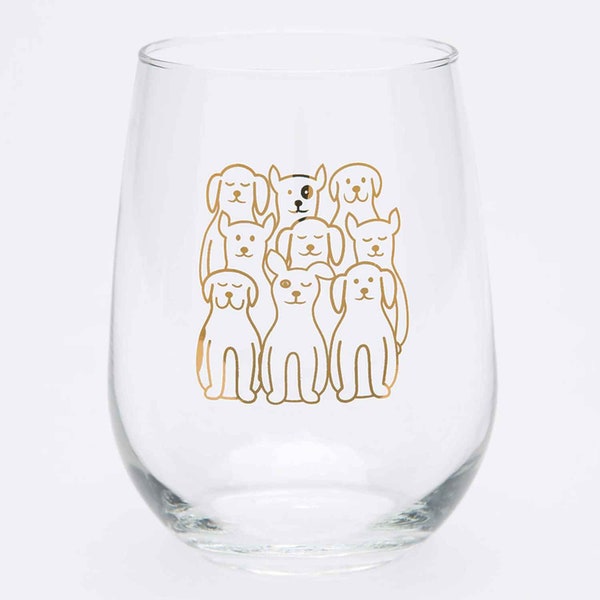 SALE! Slightly Irregular DOGS Wine Glass- Dog Lovers - Stemless Wine glass