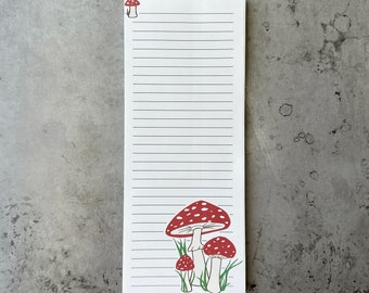 Mushroom Grocery List Pad for Fridge - Toadstool Notepad for Refrigerator - Notepad with Magnet - Fridge Notepad