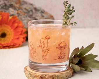 Vaso de whisky con forma de hongo: Decoración estilo cottagecore de bosque - Vaso de whisky de 325 ml