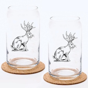 Jackalope Can Glass - Jackalope Beer Glass - Southwestern Glassware - Jackalope Housewarming Gift - Jackalope Wedding Gift - Jackalope Gift