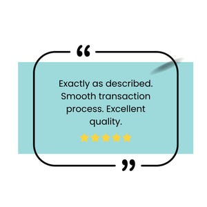a quote with a blue background and a black border, surrounded by a black outline. The quote is written in a clear, legible font and includes a rating of 5 stars.