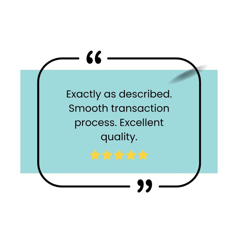 a quote with a blue background and a black border, surrounded by a black outline. The quote is written in a clear, legible font and includes a rating of 5 stars.