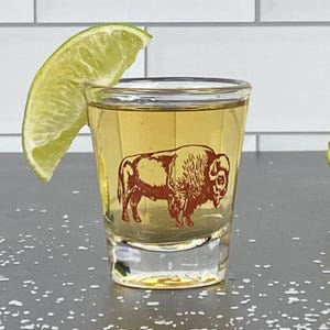 Bison Shot Glass - Buffalo Barware - Buffalo Shot Glass - Western Shot Glass - Bison Barware