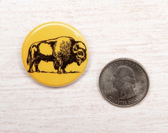 Bison Pinback Button - Graphic Buffalo Illustration (1.25")