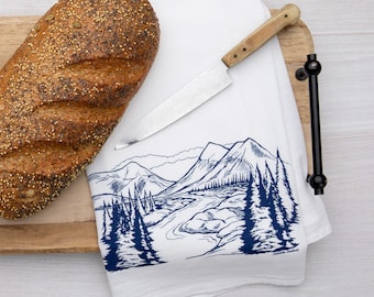 MOUNTAINS Flour Sack Towel - Tea - Kitchen - Dishcloth - Cook - Chef - Housewarming - Camping - Scenery - Forest - Woods - Wilderness