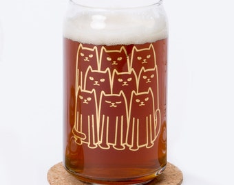 CATS Can Glasses - Cat Pint - Beer Glass - Cat Barware - Drinking Glass - Cat Lovers Gifts