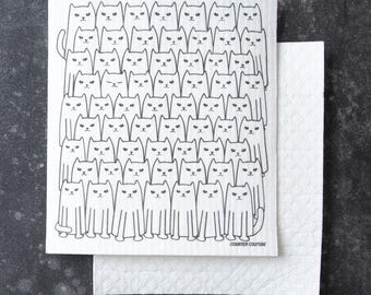 Cat Swedish Dishcloth: Eco-Friendly Cellulose & Cotton Cleaning Cloth