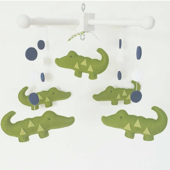 Baby Crib Mobile Alligator Mobile Navy Green Etsy