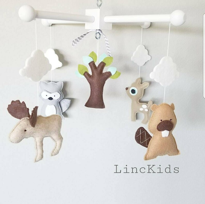 Baby Crib Mobilewoodland Animals Crib Mobilecustom Made Etsy