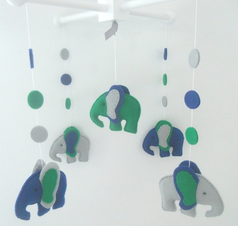 Baby Crib Mobile Elephants Mobile Royal blue kelly green and Etsy
