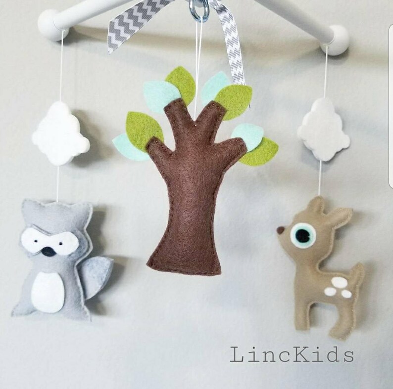 Baby Crib Mobilewoodland Animals Crib Mobilecustom Made Etsy