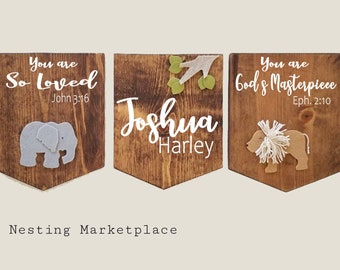 Name sign for nursery- safari wall art - nursery wall art - custom name wall art - personalized nursery wall art - safari nursery wall art