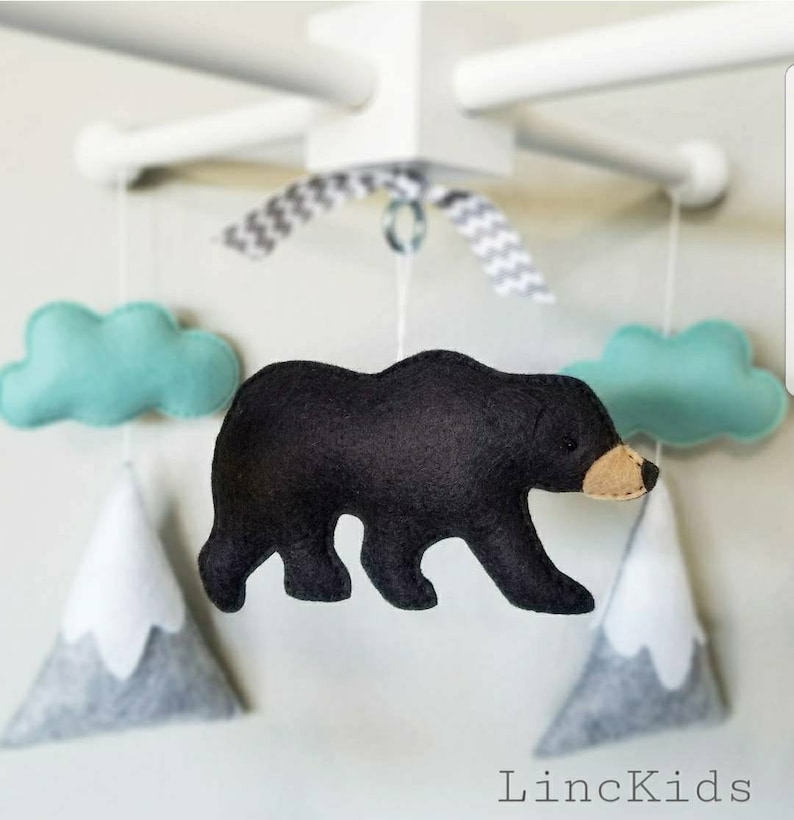 Baby Crib Mobileblack Bear Mobile Mountain Crib Etsy
