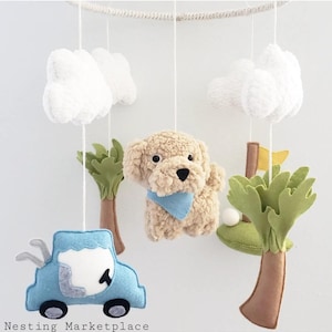 Móvil de guardería para perros hecho a mano con temática de golf – Móvil personalizado para mascotas caninas