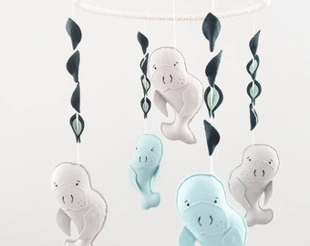 Handmade Manatee Baby Crib Mobile – Nursery Sea Life Decor