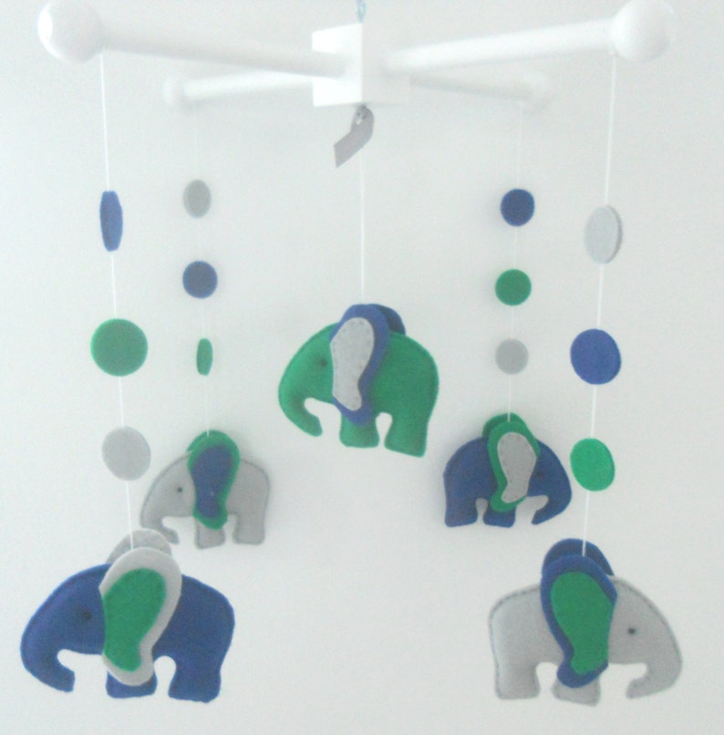 Baby Crib Mobile Elephants Mobile Royal blue kelly green and Etsy