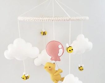 Nursery mobile- baby mobile - crib mobile - Bear nursery decor-winnie the Pooh inspired baby mobile - pooh baby mobile - Pooh nursery decor