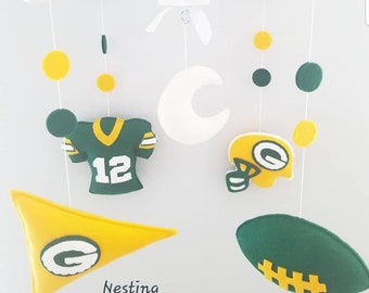 Baby Crib Mobile- Green Bay Packers Inspired- Baby Mobile- Football Custom Made Baby Mobile - football nursery decor - sports decor