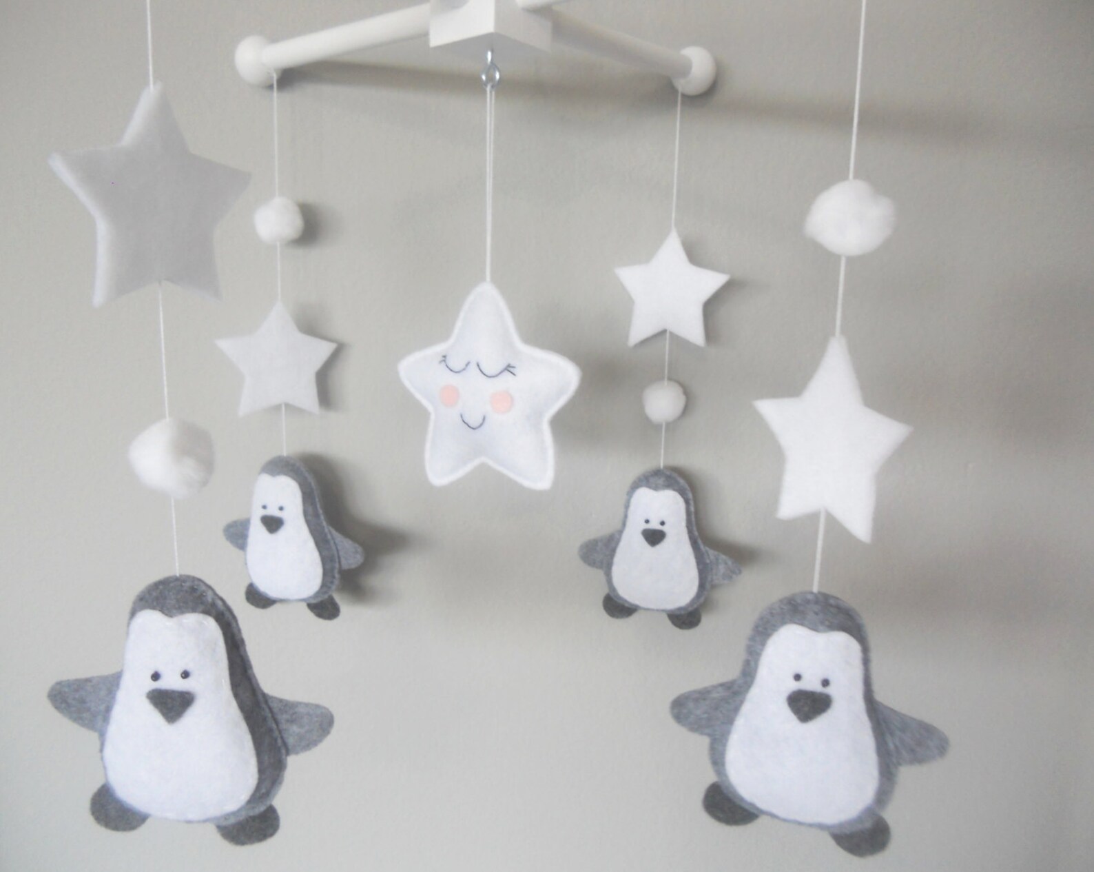 Baby Crib Mobilepenguins Mobilecustom Made Mobilegray and Etsy