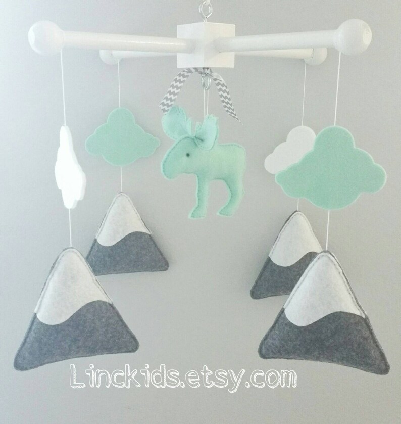 Baby Crib MobileMoose MobileArtic/Antartic mountain Crib Etsy