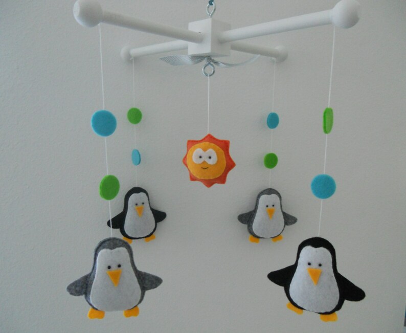 Baby Crib Mobilepenguins Mobilecustom Made Mobile Etsy