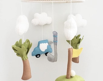 Handmade Golf Baby Mobile – Felt Nursery Decor, Custom Colors