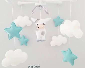Baby Crib Mobile-Nursery  Mobile-custom Made Mobile- cow nursery decor- longhorns baby mobile- longhorn nursery - highland cow - cow nursery
