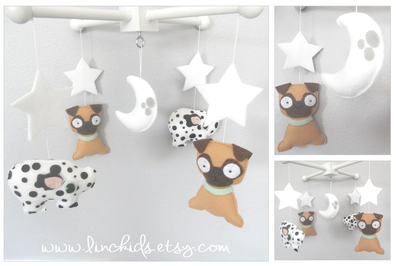 Baby Crib MobileDogs MobilePugs and Pigs Mobile Custom Etsy