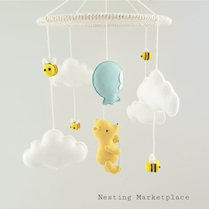 Nursery mobile- baby mobile - crib mobile - Bear nursery decor-winnie the Pooh inspired baby mobile - pooh baby mobile - Pooh nursery decor