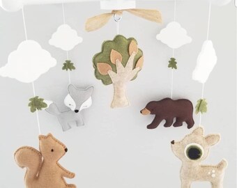 Baby Crib Mobile-Woodland Animals Crib Mobile-Custom Made Mobiles-Forest Animals Mobile