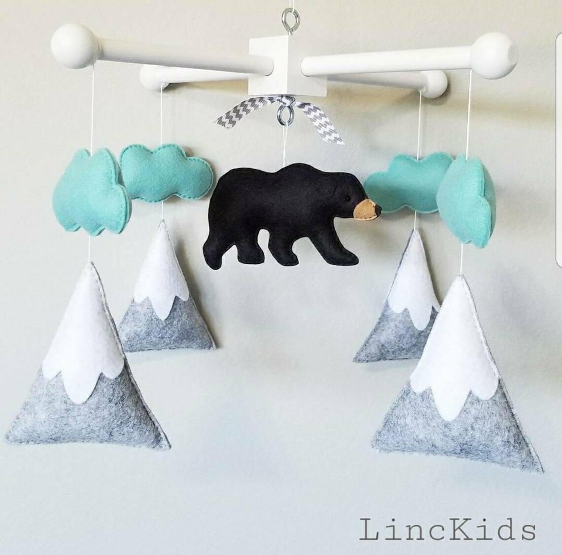 Baby Crib Mobileblack Bear Mobile Mountain Crib Etsy