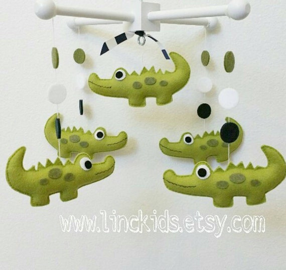 Baby Crib Mobile Alligator Mobile Navy Green Etsy