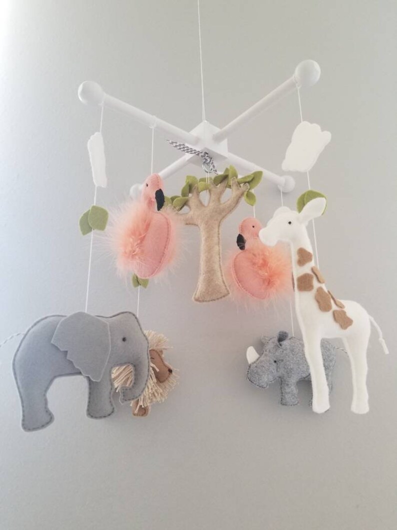 Baby Crib Mobile Safari Mobileelephant Giraffe Lion and Etsy UK