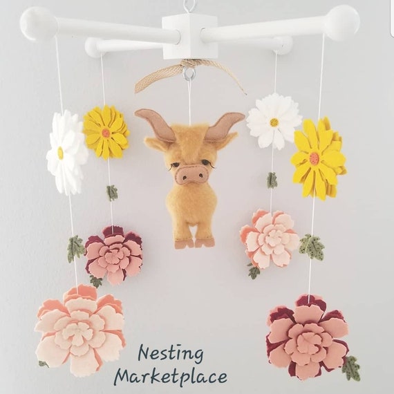 Baby Crib MobileNursery Mobilecustom Made Mobile cow Etsy
