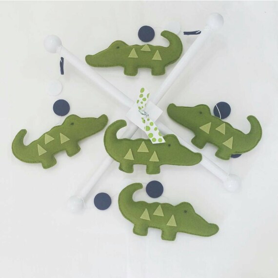 Baby Crib Mobile Alligator Mobile Navy Green Etsy