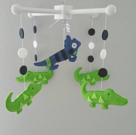 Baby Crib Mobile Alligator Mobile Navy Green Etsy