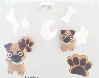 Baby Crib Mobile-Dogs Mobile,Pugs  Mobile- Custom Pets Mobile - cute pug mobile - personalized pet mobile