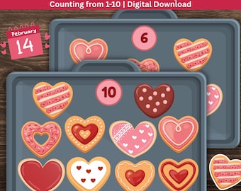 Valentine’s Day Counting Activity Cookie Math Game 1–10 Preschool & Kindergarten Printable Early Math Center Toddler Maths