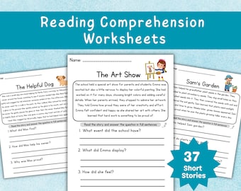 Reading Comprehension Worksheets 37 Short Stories with Questions Reading Activities and Passages for Kids 2nd & 3rd Grade ELA Printable