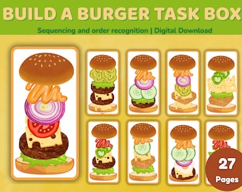 Build a Burger Task Box for Preschoolers Hands-On Fine Motor & Sorting Activity Educational Montessori-Inspired Toy Printable Game for Kids