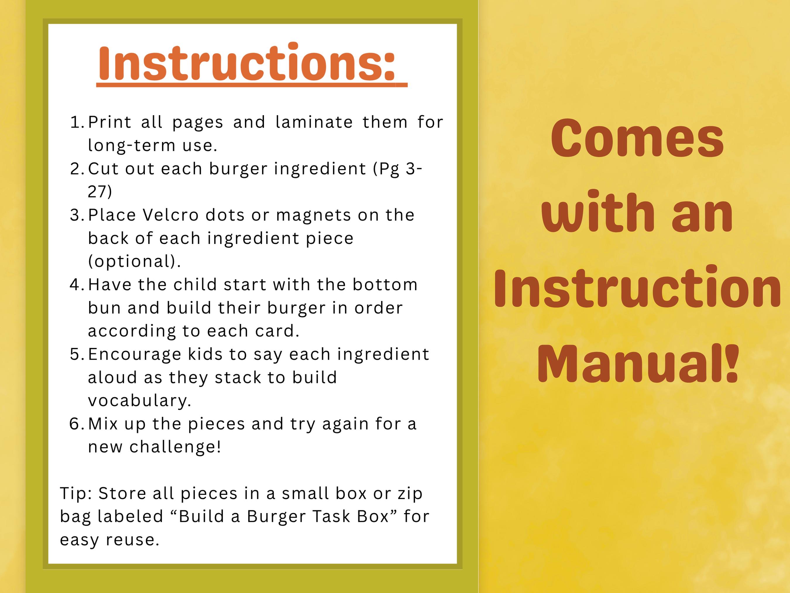 Build a Burger Task Box for Preschoolers Hands-on Fine Motor & Sorting ...