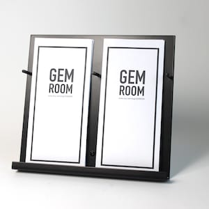 NOVO Porta-folhetos duplo minimalista - Suporte de informações lado a lado de metal minimalista - Expositor de cartões postais para folhetos