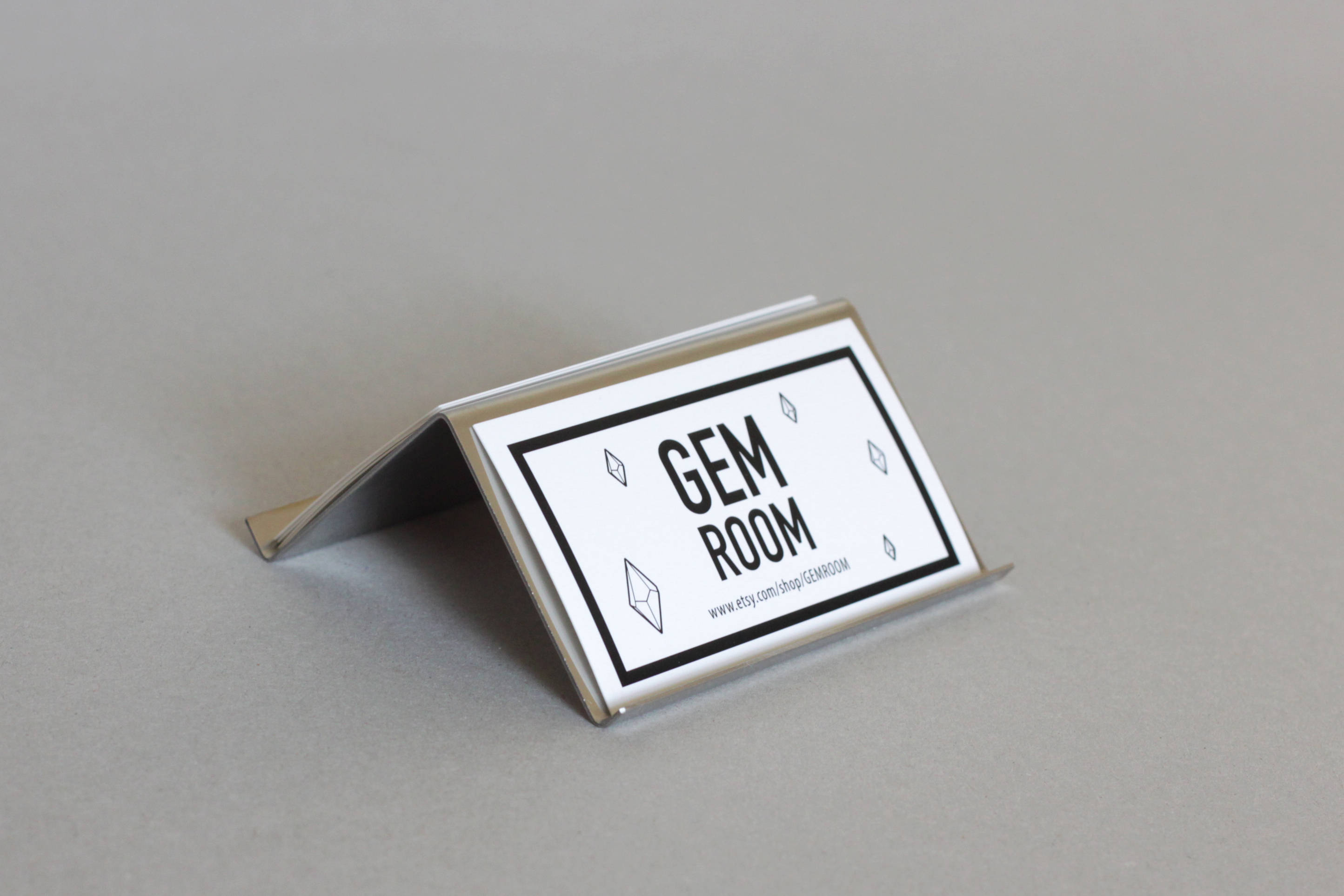 Modern Stainless steel Desk Business Card Holder Etsy