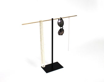 Large convertible Necklace Jewellery Stand with a brass, copper or stainless steel top bar